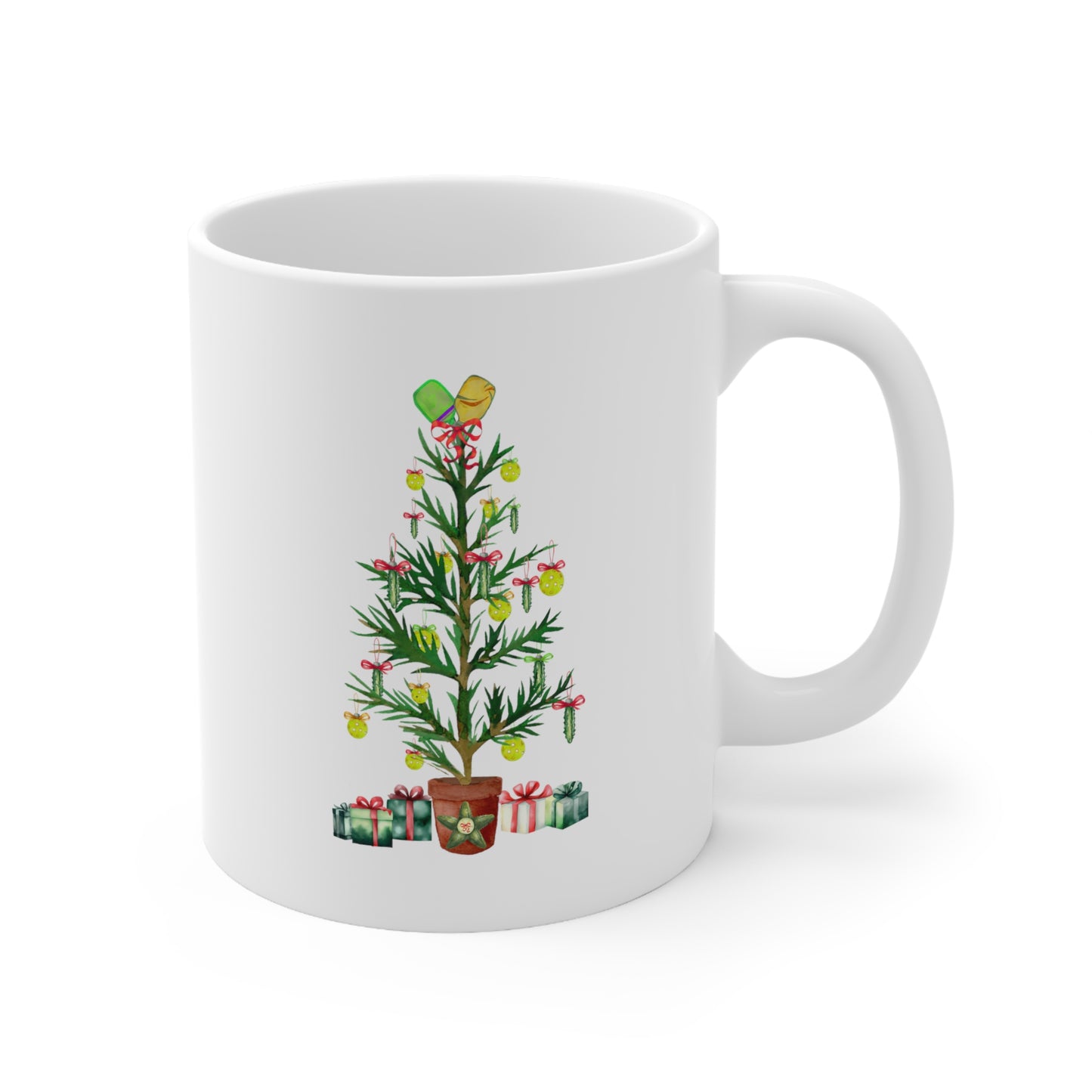 Deck The Halls With Pickleballs Christmas Tree Mug