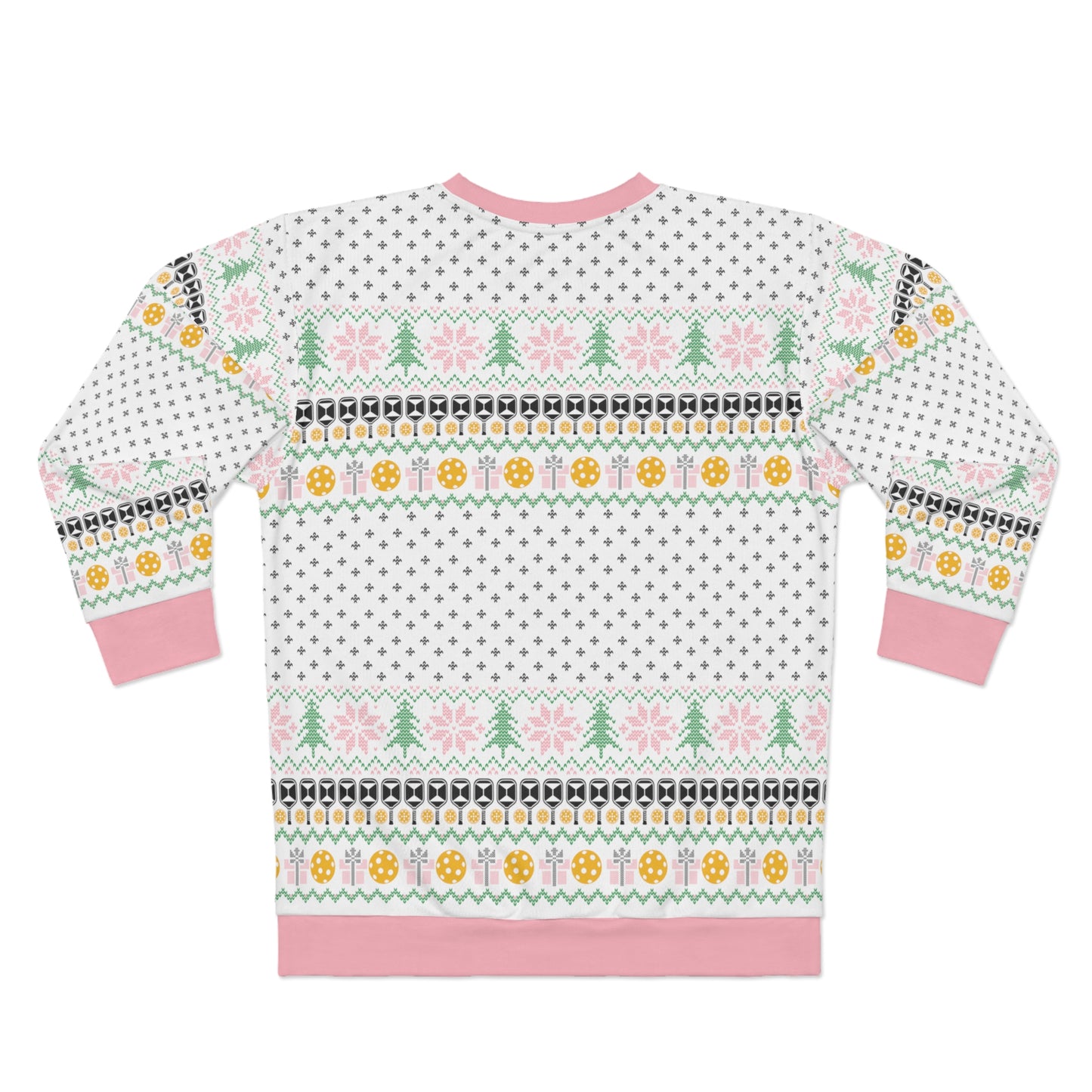 Deck The Halls With Pickleballs Ugly Christmas Sweatshirt - Pink
