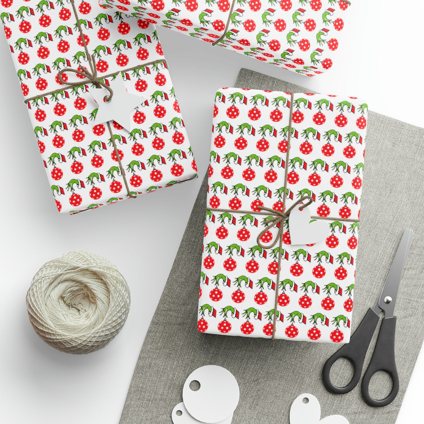 Red Pickleball Ornament Wrapping Paper