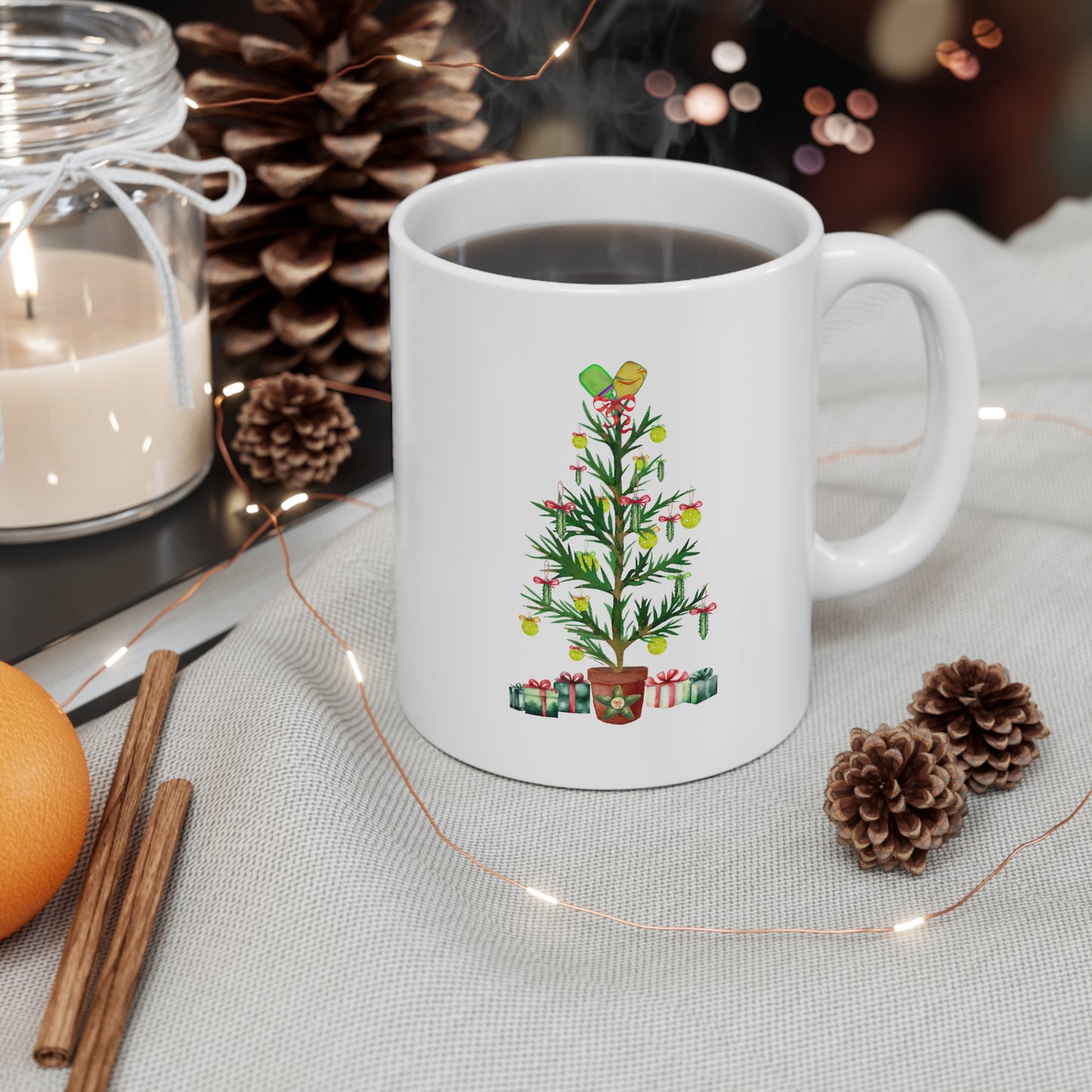 Deck The Halls With Pickleballs Christmas Tree Mug