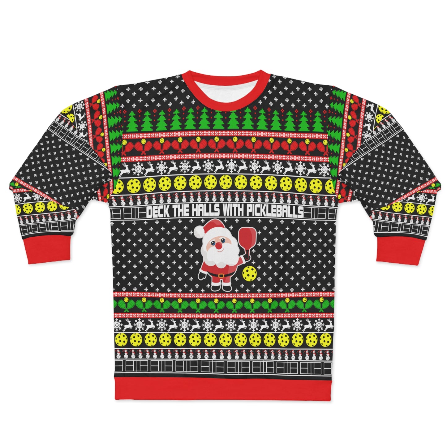 Deck The Halls With Pickleballs Ugly Christmas Sweatshirt