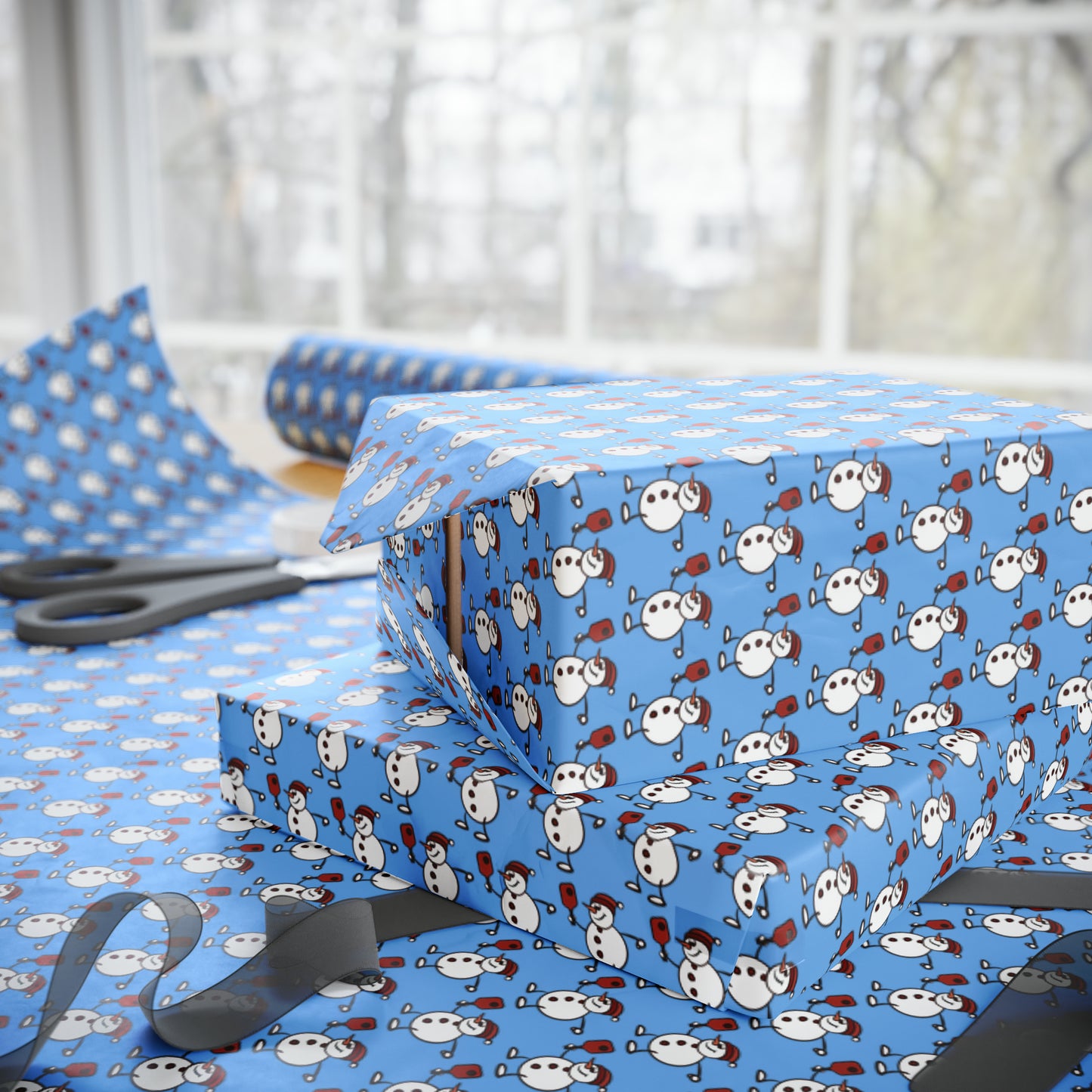 Pickleball Snowman Wrapping Paper
