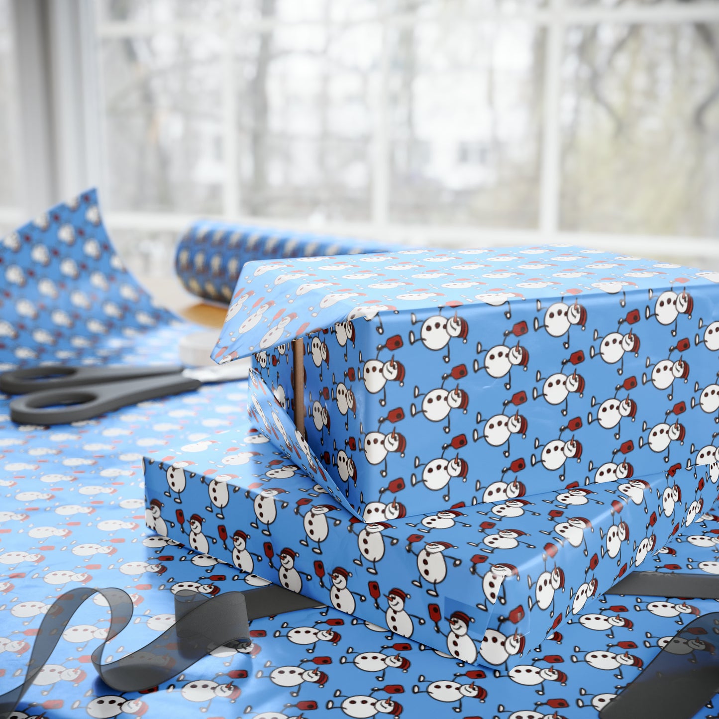 Pickleball Snowman Wrapping Paper