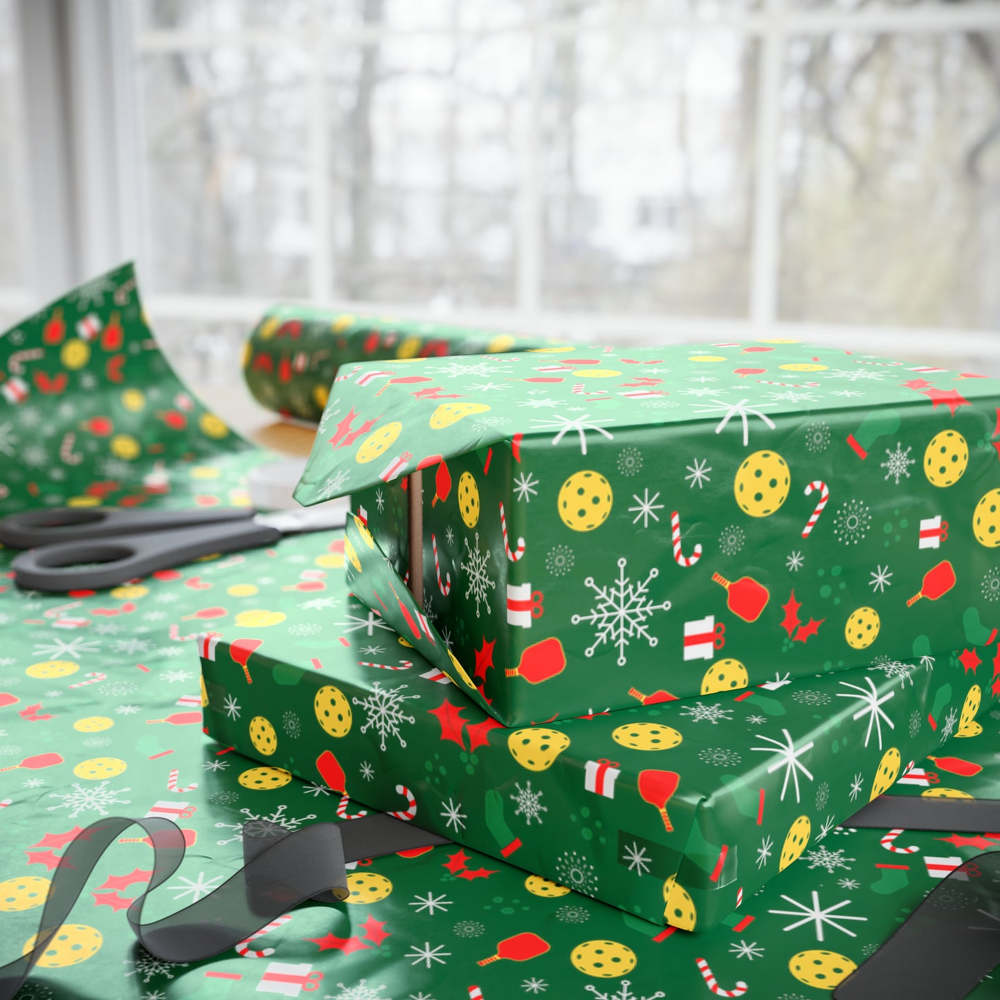 Pickleball Holiday Collage Wrapping Paper