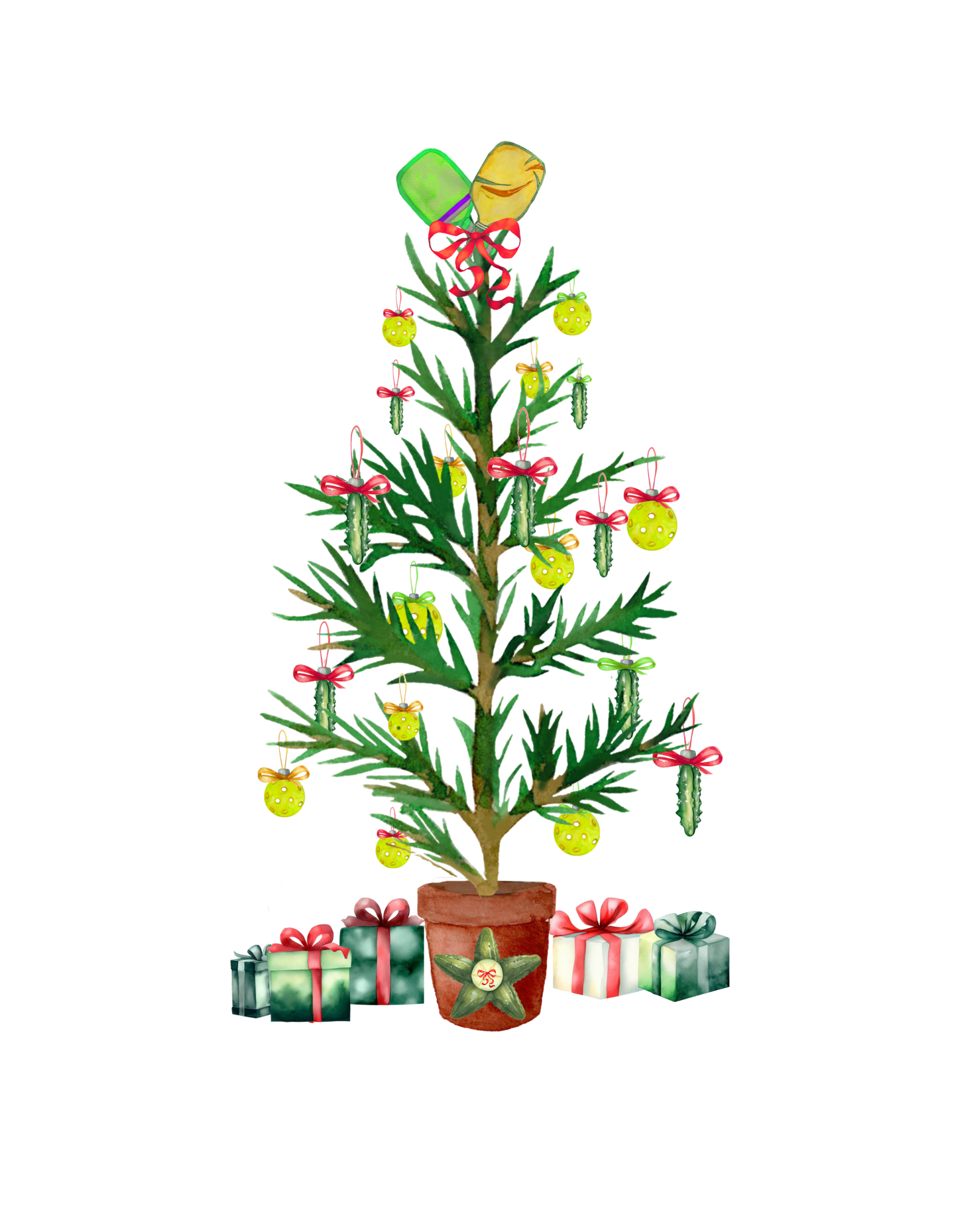 Pickleball Christmas Tree Wrapping Paper