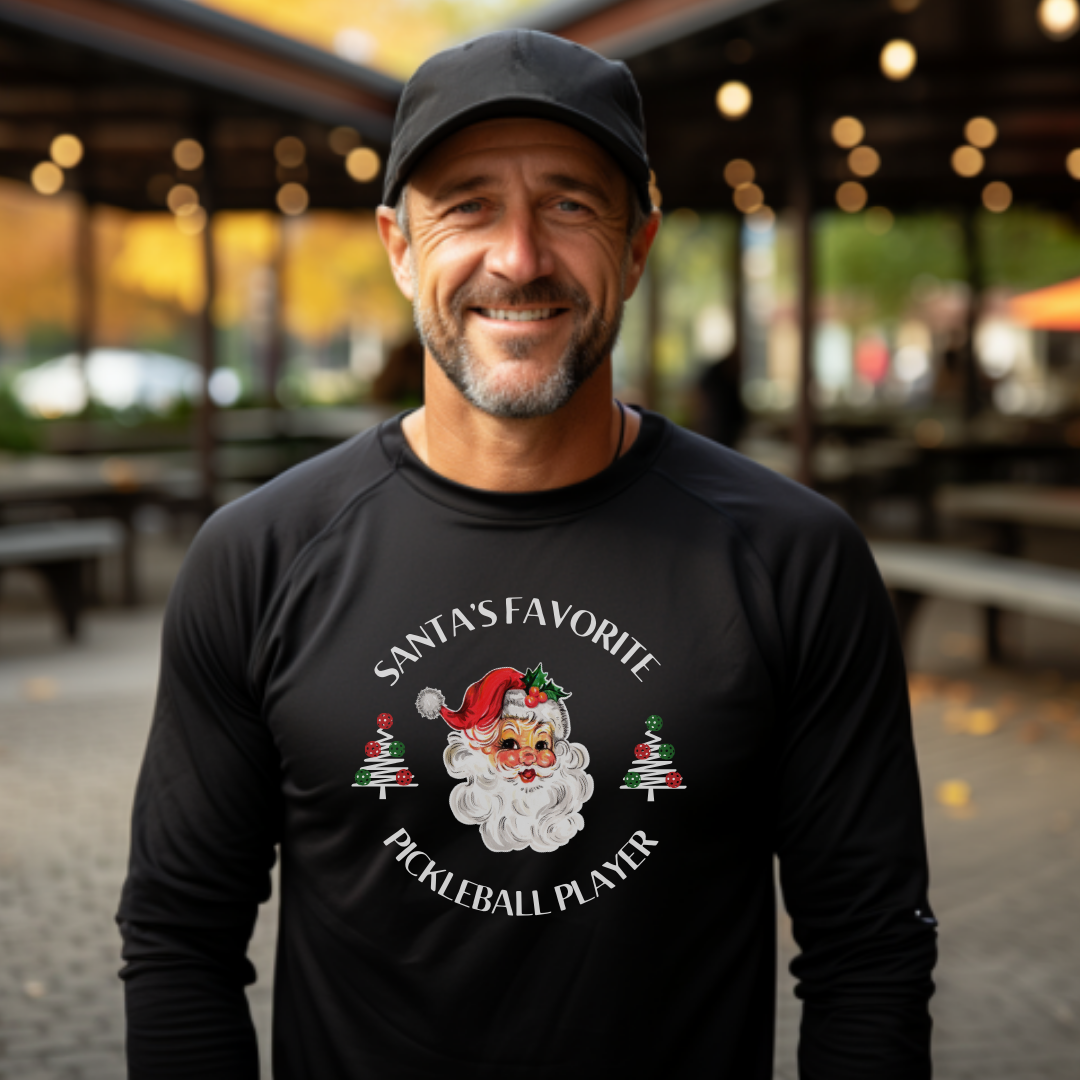 Santa's Favorite Pickleball Player Unisex Long Sleeve Tee