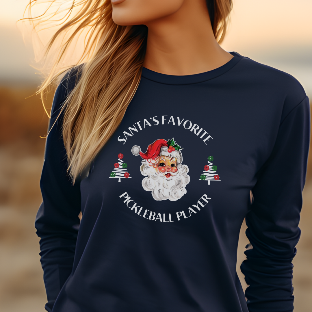 Santa's Favorite Pickleball Player Unisex Long Sleeve Tee