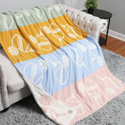 Reversible Plush Pickleball Throw Blanket