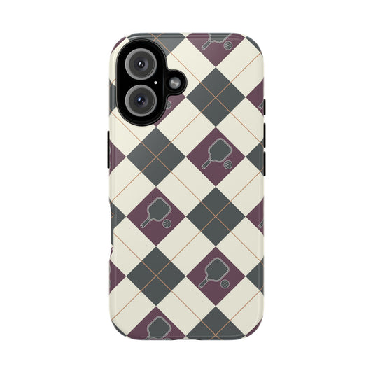 Green/Purple Argyle Pickleball Phone Case