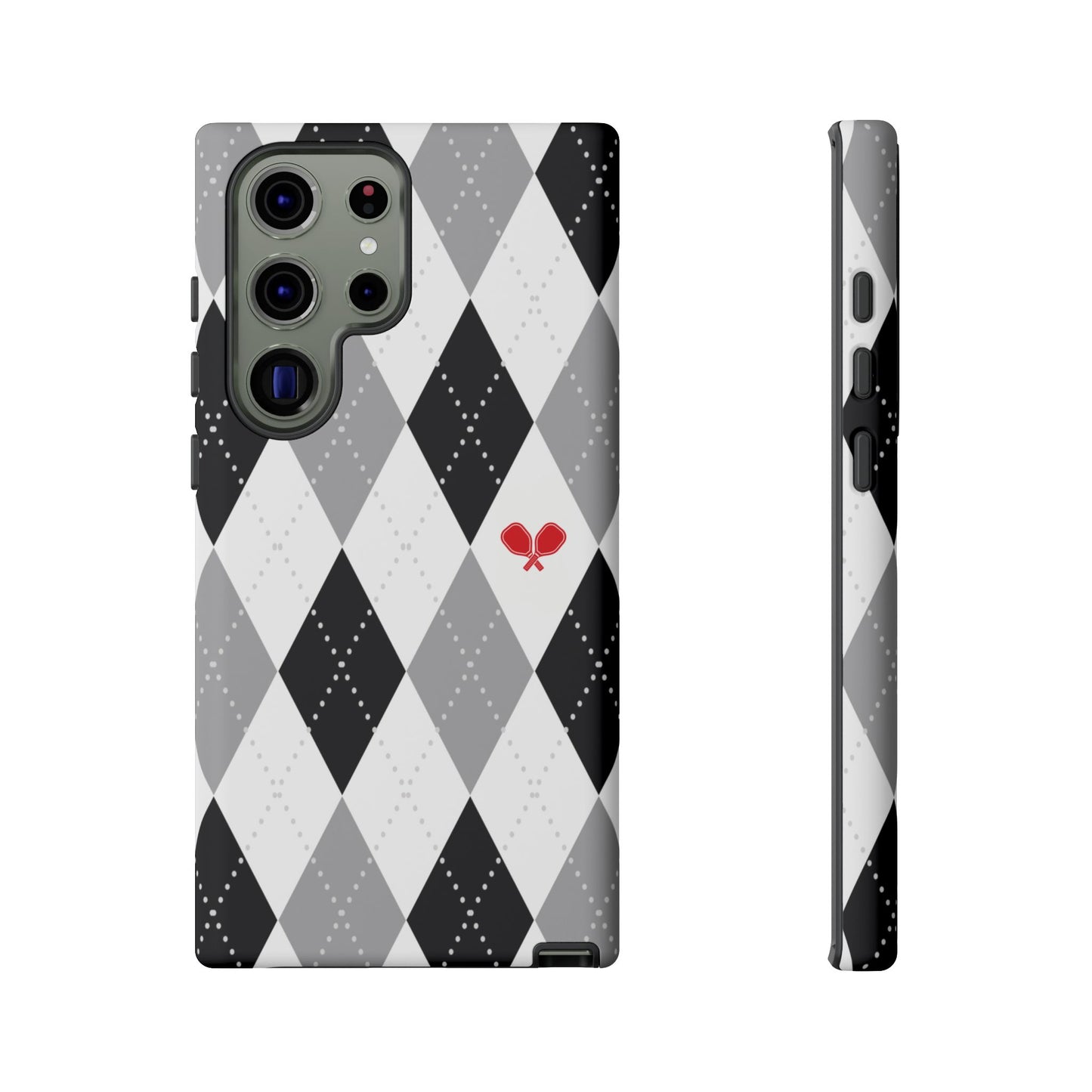 Black & Grey Argyle Pickleball Phone Case