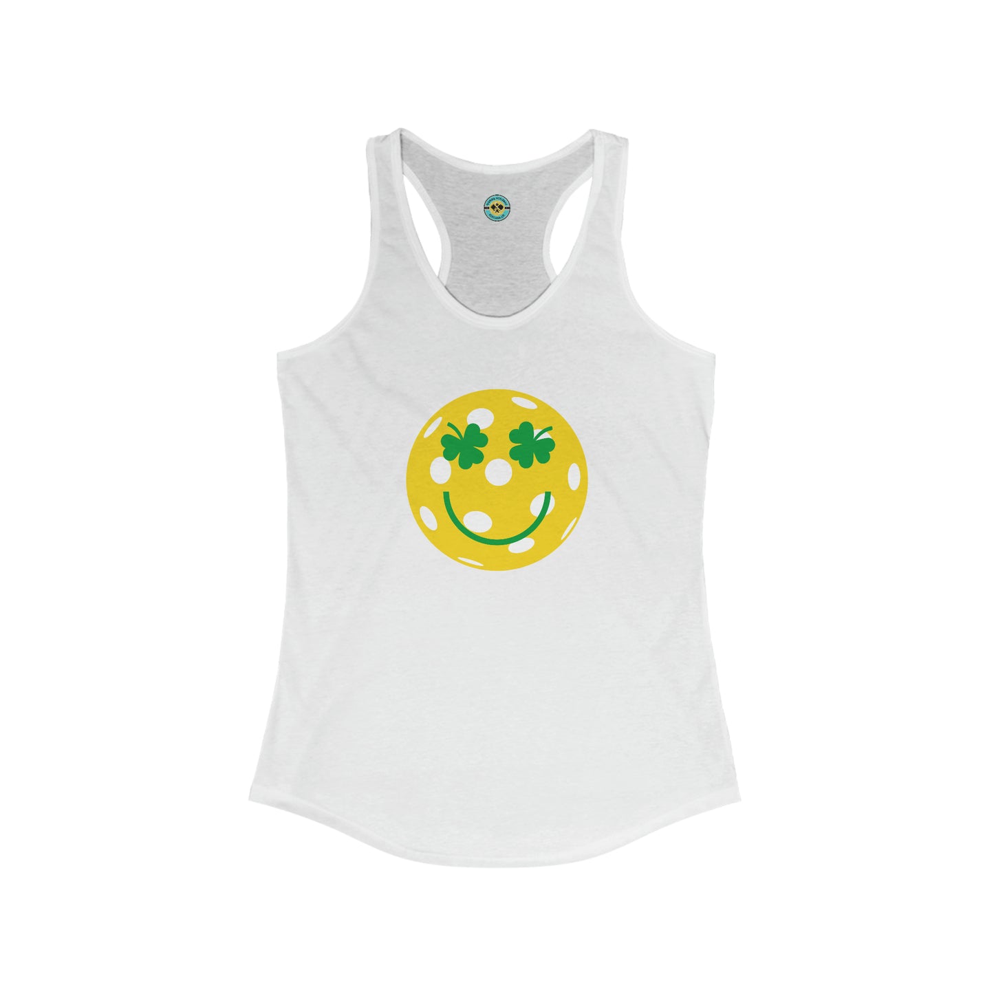 Pickleball Shamrock Smiley Face Women's Racerback Tank