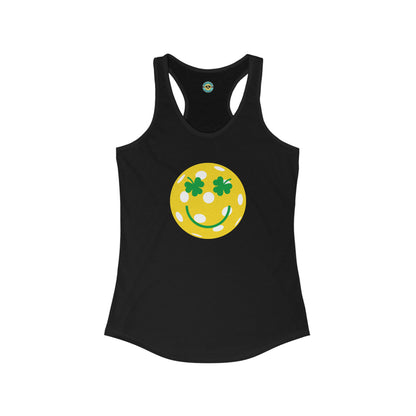 Pickleball Shamrock Smiley Face Women's Racerback Tank