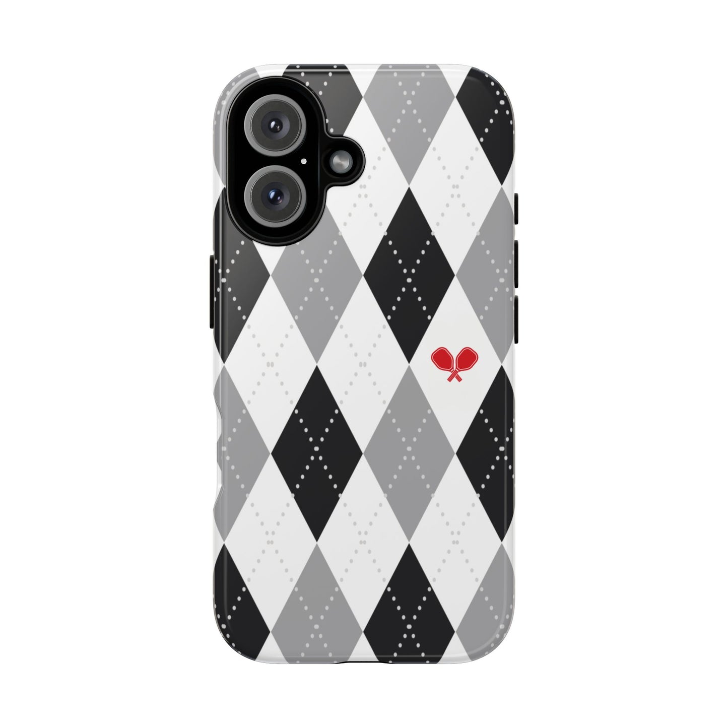 Black & Grey Argyle Pickleball Phone Case