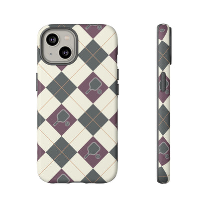 Green/Purple Argyle Pickleball Phone Case