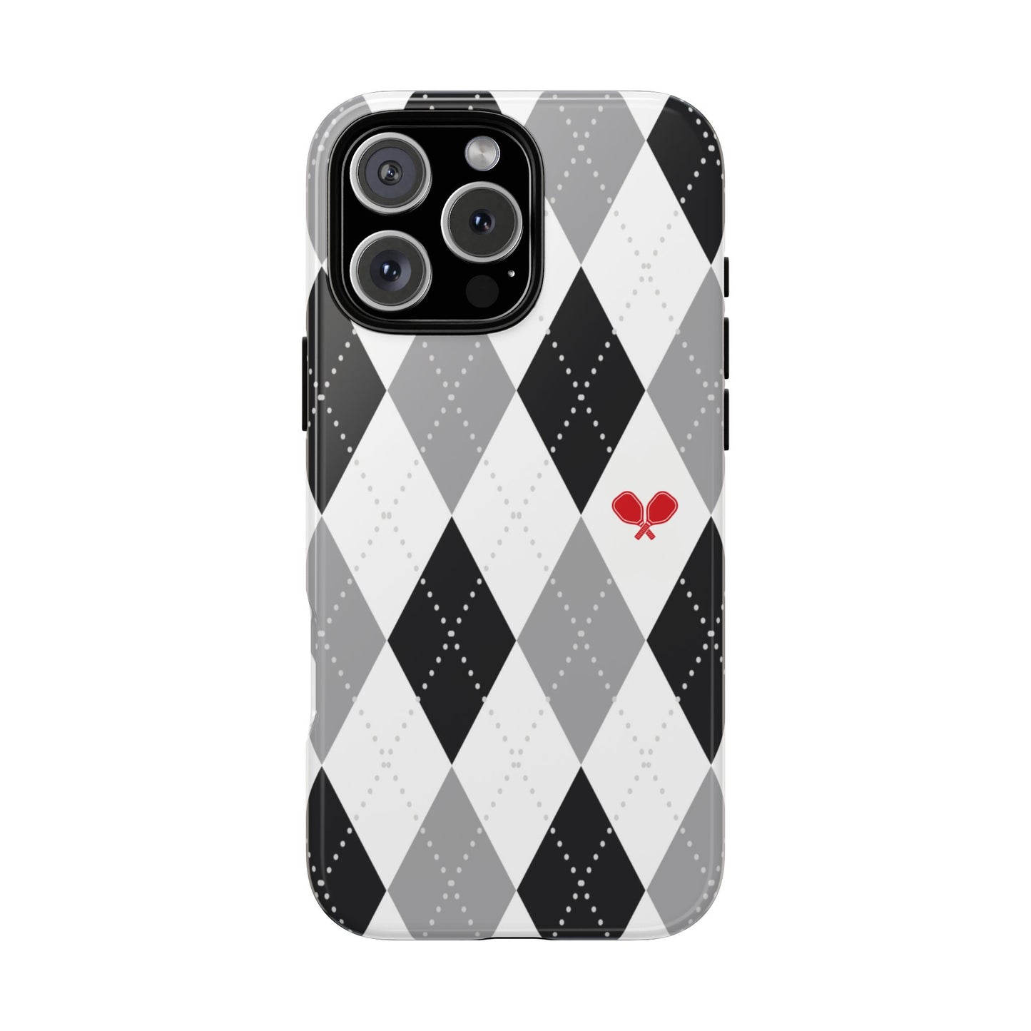 Black & Grey Argyle Pickleball Phone Case