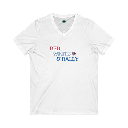Red White & Rally Pickleball Unisex V-neck Tee