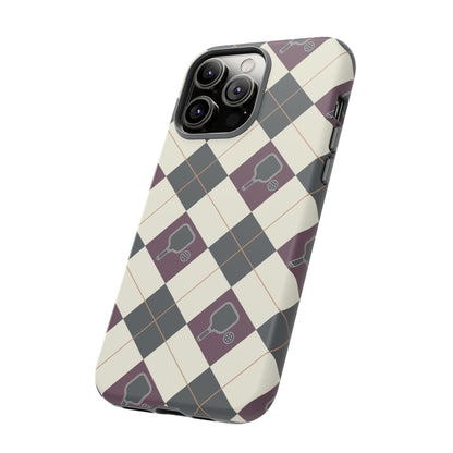 Green/Purple Argyle Pickleball Phone Case