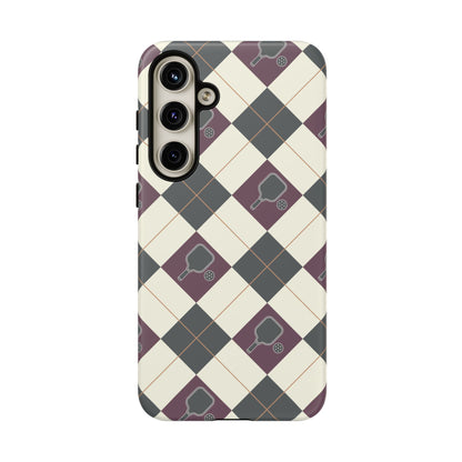 Green/Purple Argyle Pickleball Phone Case