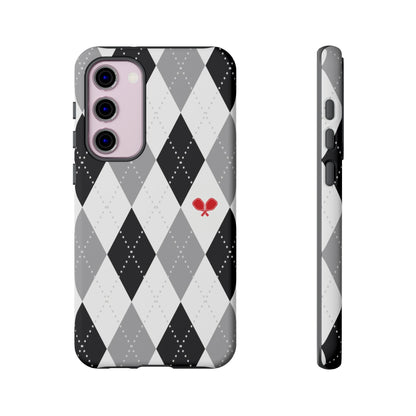 Black & Grey Argyle Pickleball Phone Case