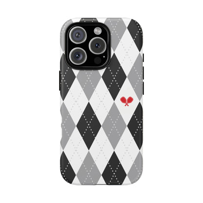 Black & Grey Argyle Pickleball Phone Case