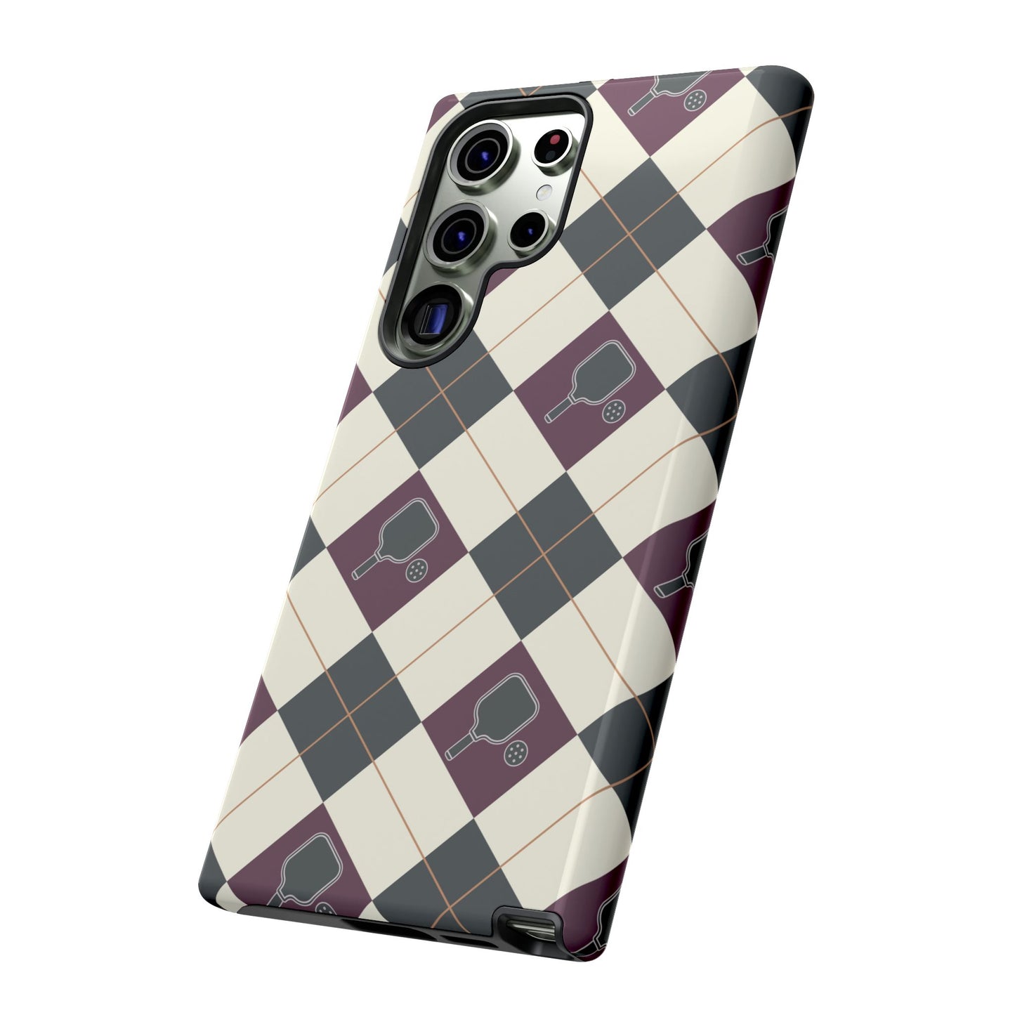 Green/Purple Argyle Pickleball Phone Case