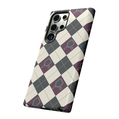 Green/Purple Argyle Pickleball Phone Case