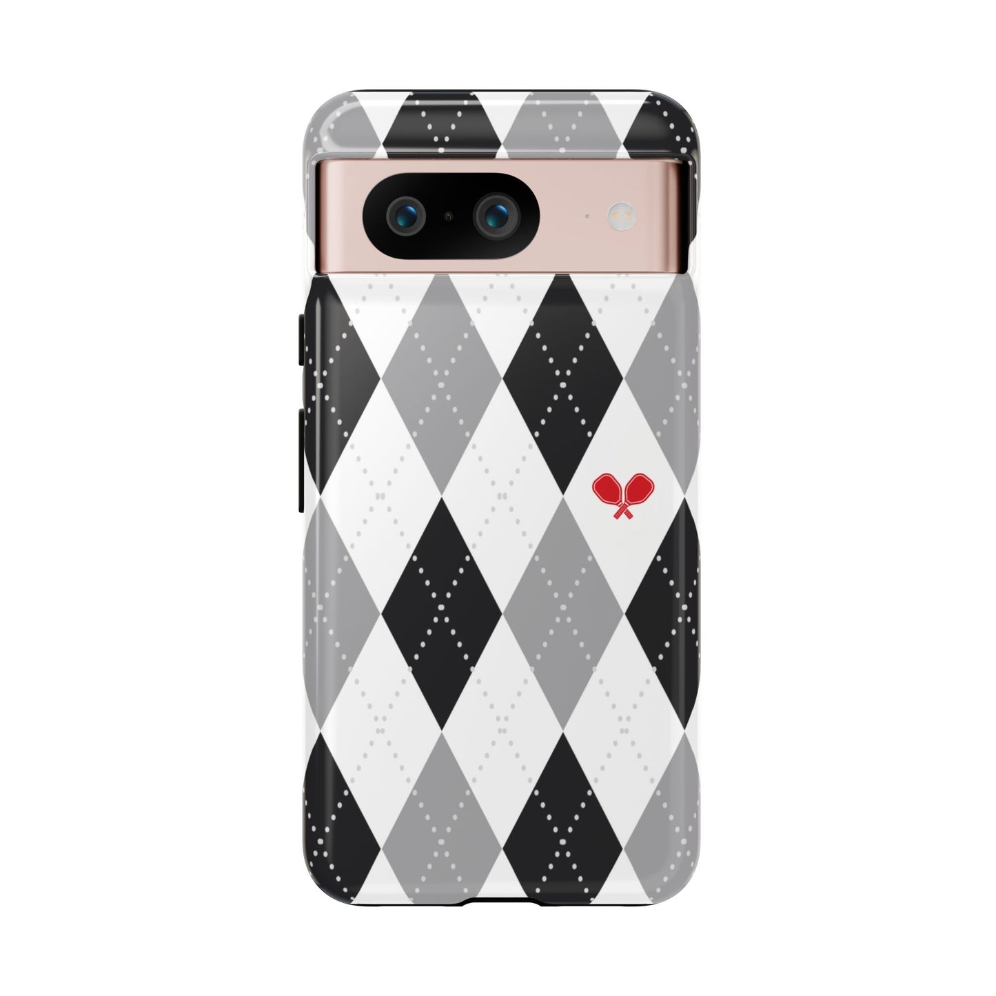 Black & Grey Argyle Pickleball Phone Case