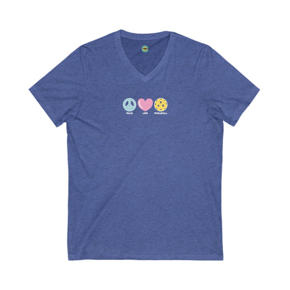 Peace Love Pickleball Unisex V-neck Tee