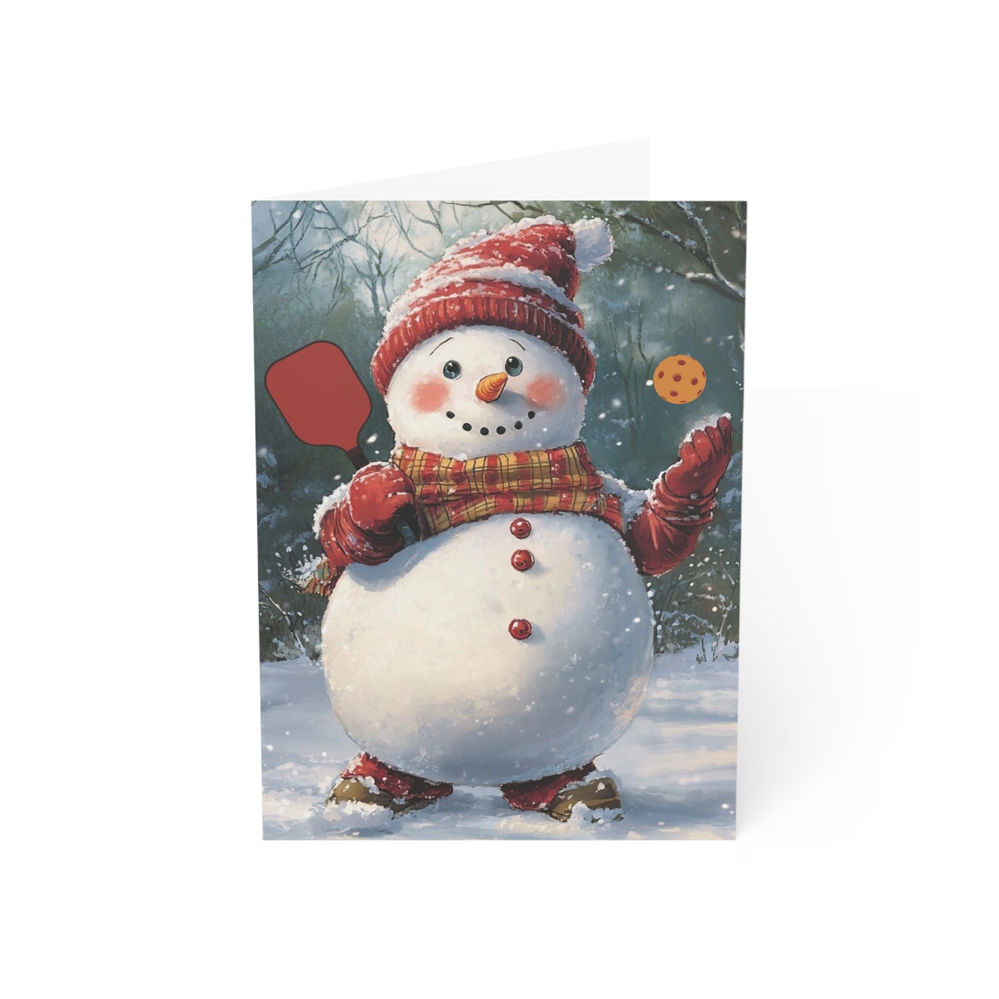 Classic Snowman Pickleball Holiday Cards