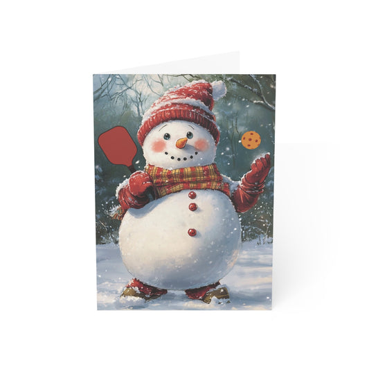 Classic Snowman Pickleball Holiday Cards