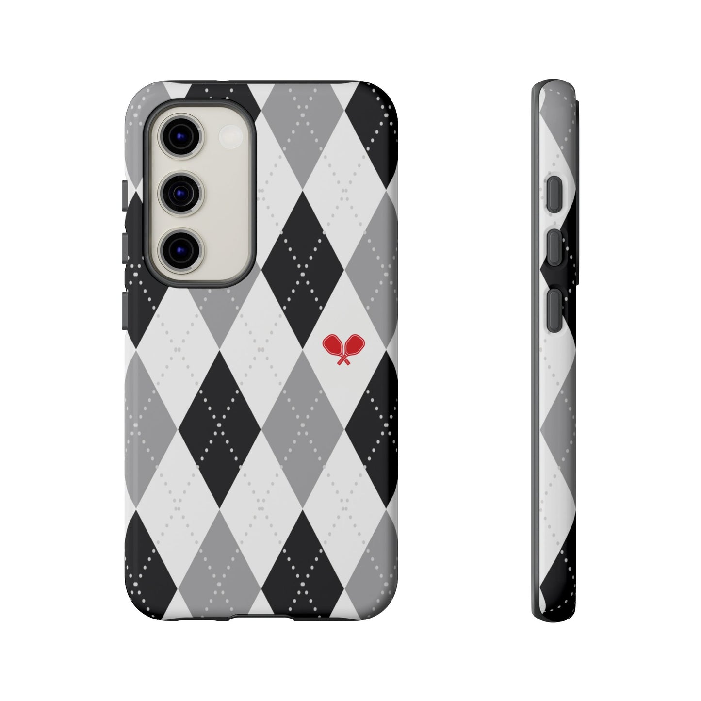 Black & Grey Argyle Pickleball Phone Case