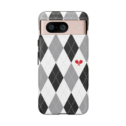 Black & Grey Argyle Pickleball Phone Case