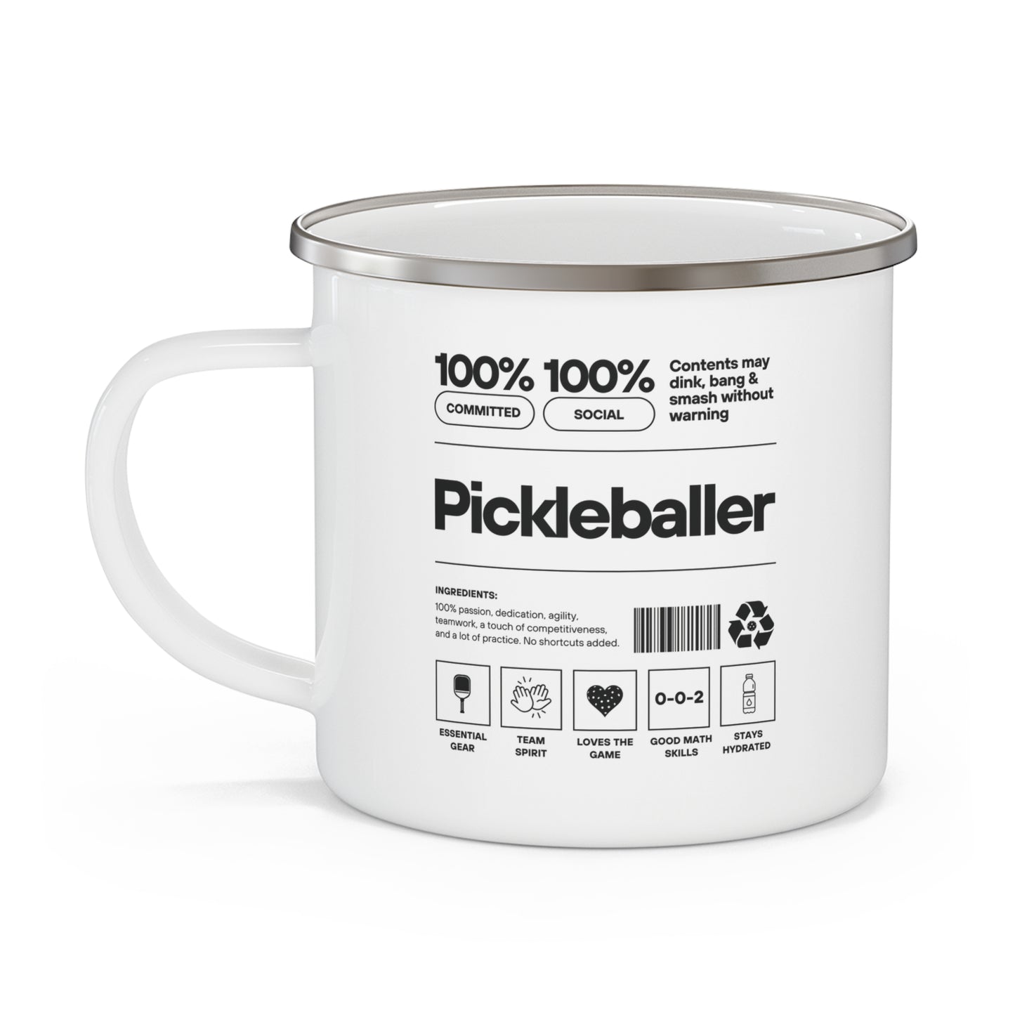 100% Pickleballer Enamel Mug