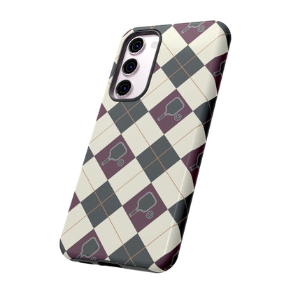 Green/Purple Argyle Pickleball Phone Case