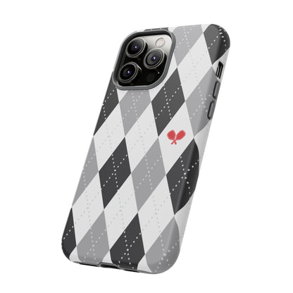 Black & Grey Argyle Pickleball Phone Case