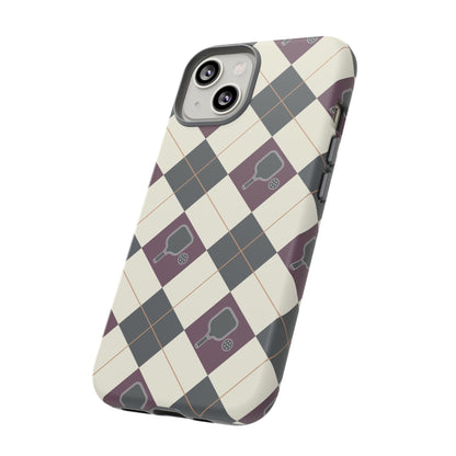 Green/Purple Argyle Pickleball Phone Case