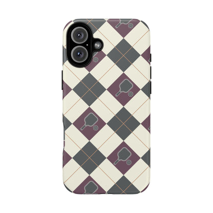 Green/Purple Argyle Pickleball Phone Case