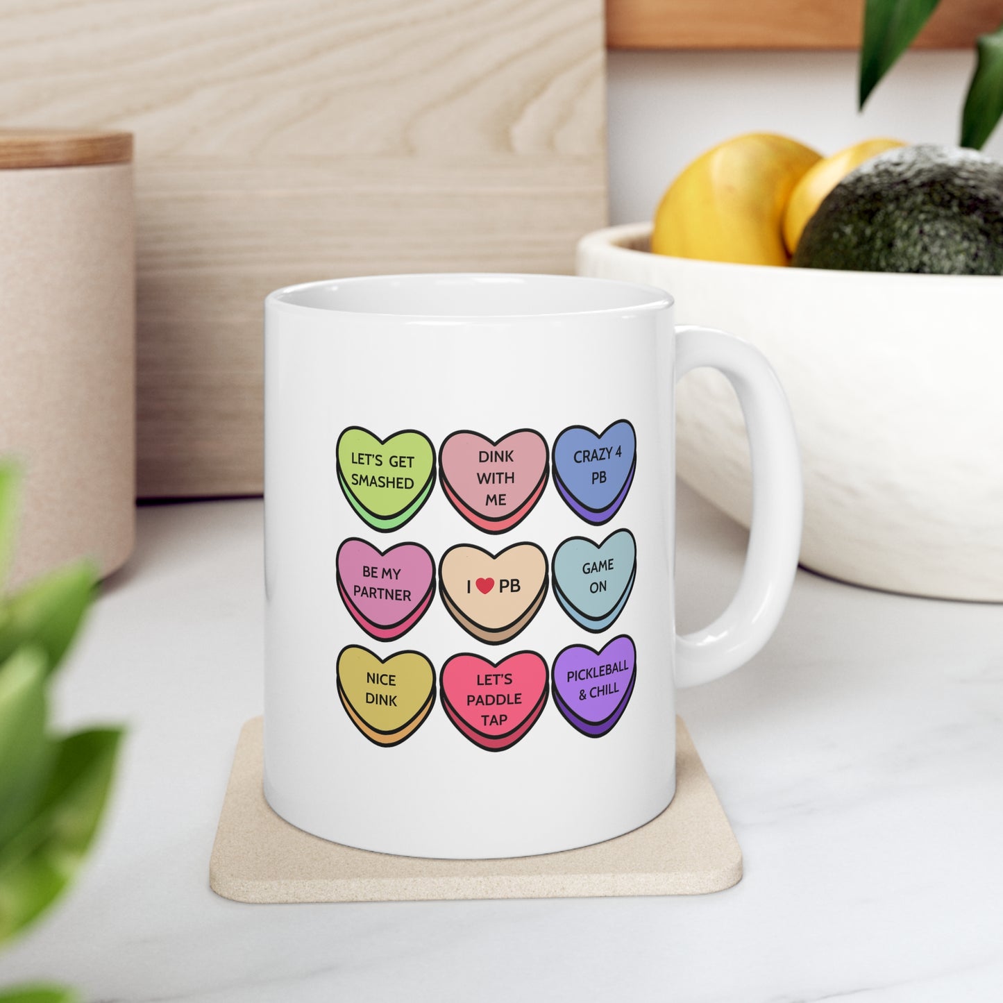 Pickleball Candy Hearts Mug