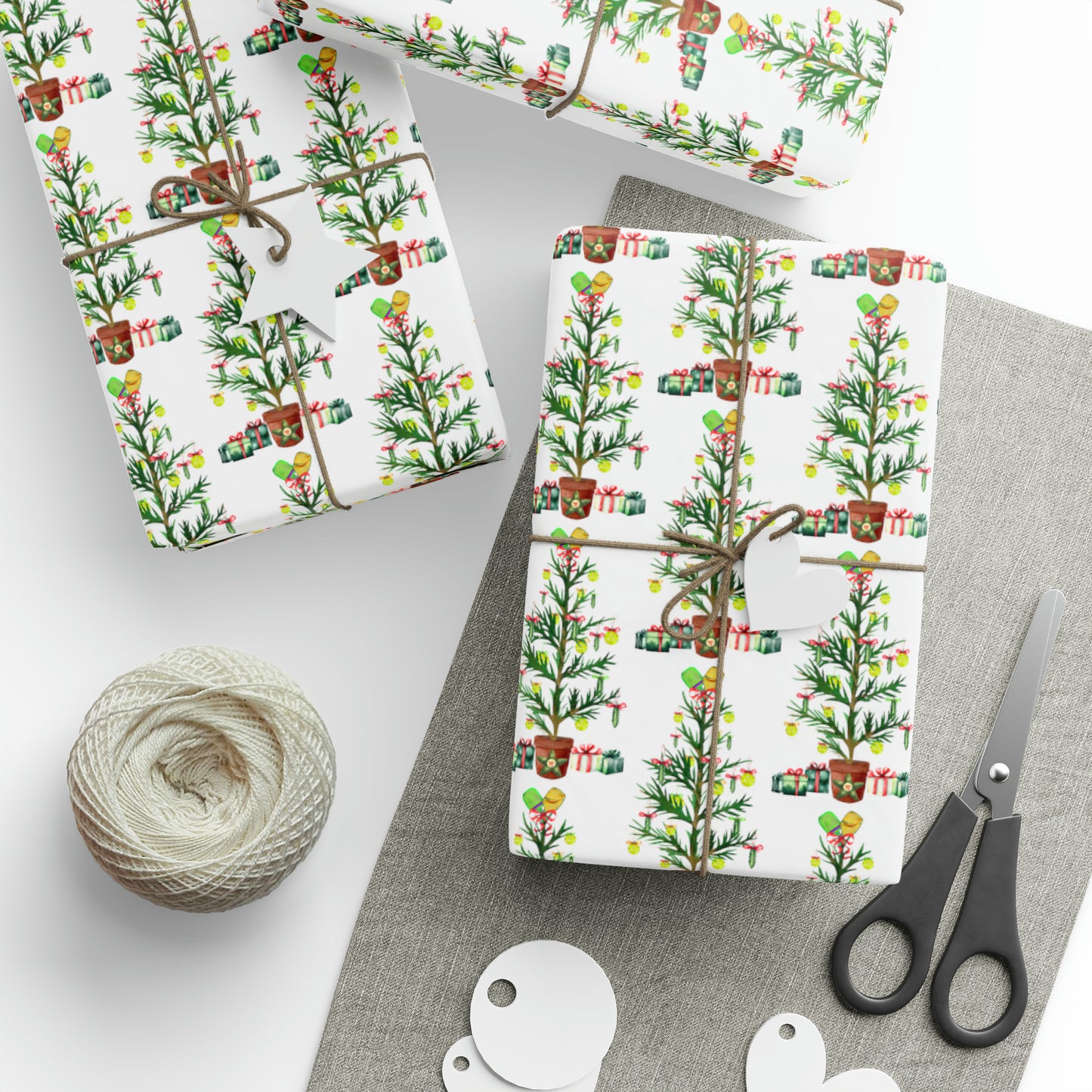 Pickleball Christmas Tree Wrapping Paper