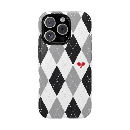 Black & Grey Argyle Pickleball Phone Case