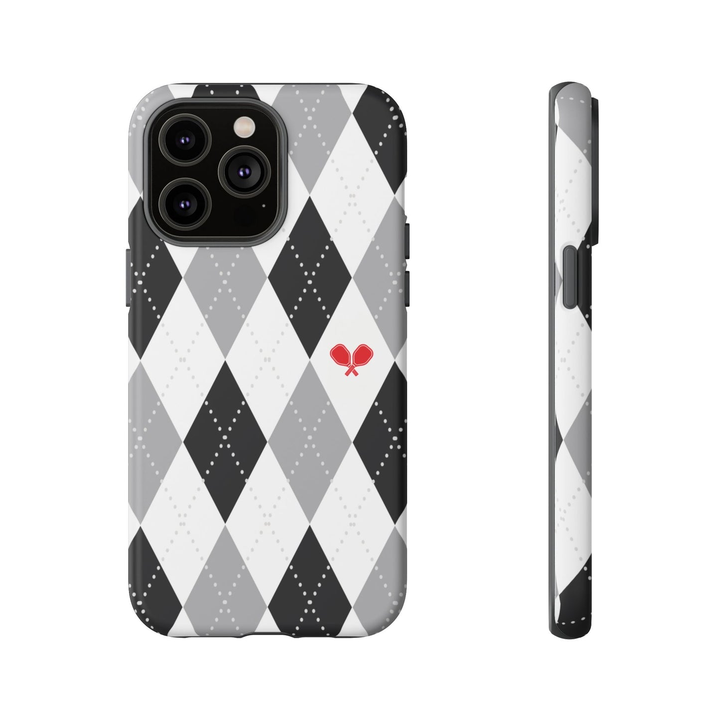 Black & Grey Argyle Pickleball Phone Case