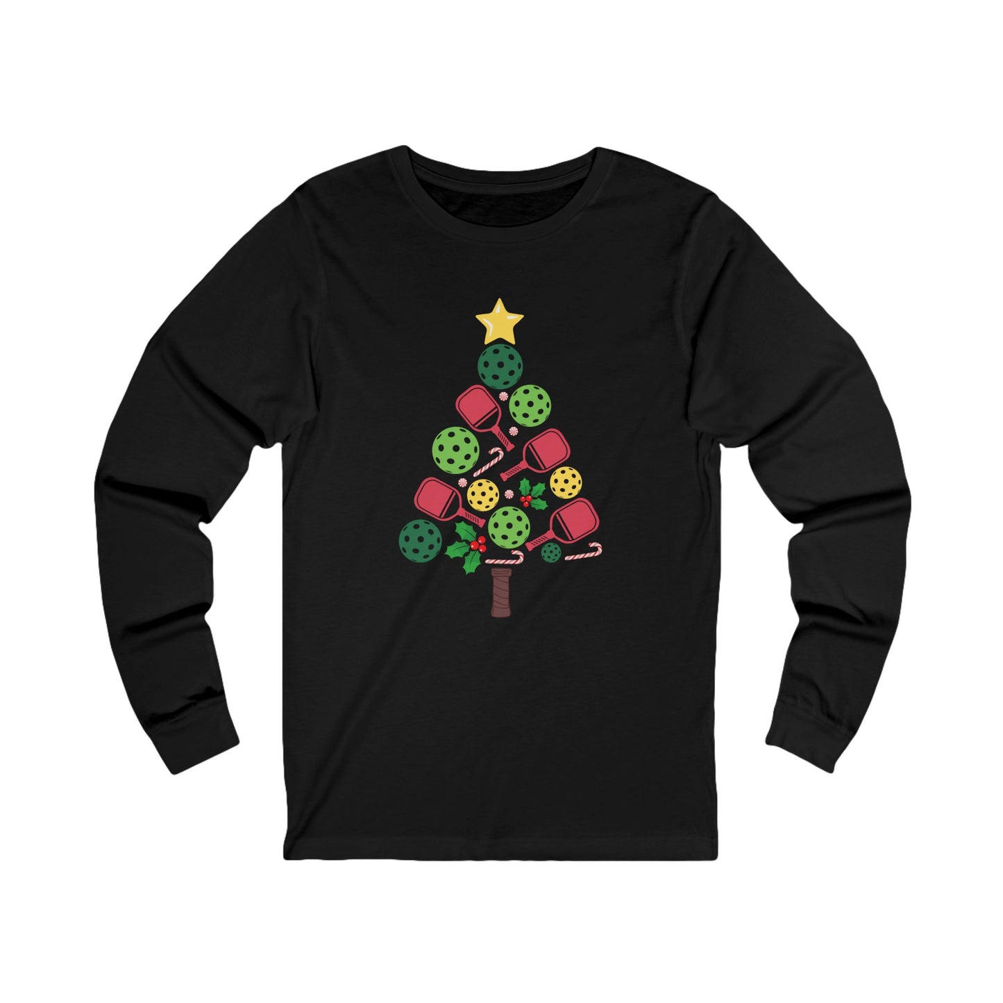 Pickleball Christmas Tree Unisex Long Sleeve Tee