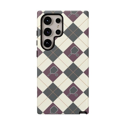 Green/Purple Argyle Pickleball Phone Case