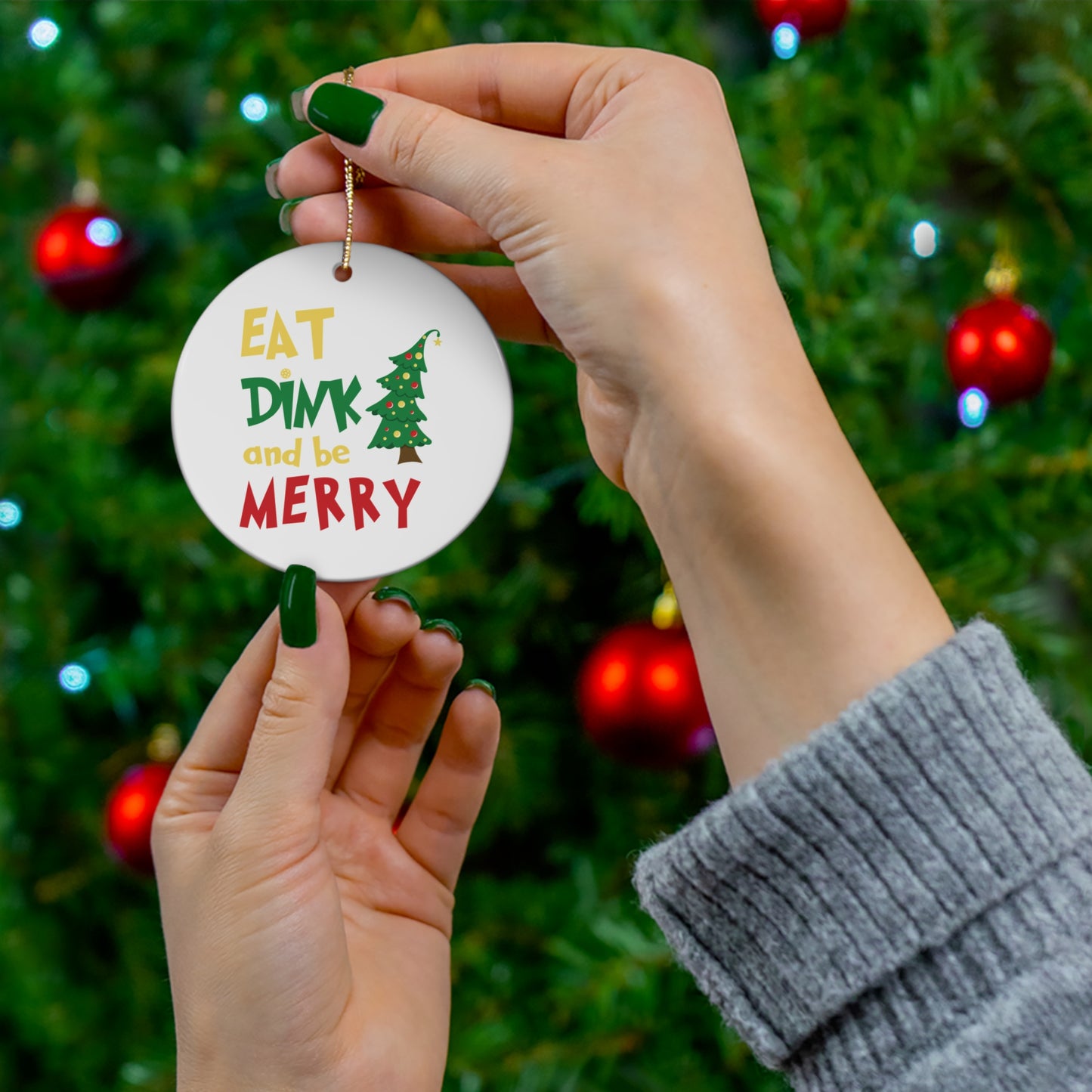 Eat Dink And Be Merry Pickleball Ornament