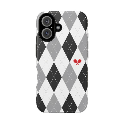 Black & Grey Argyle Pickleball Phone Case