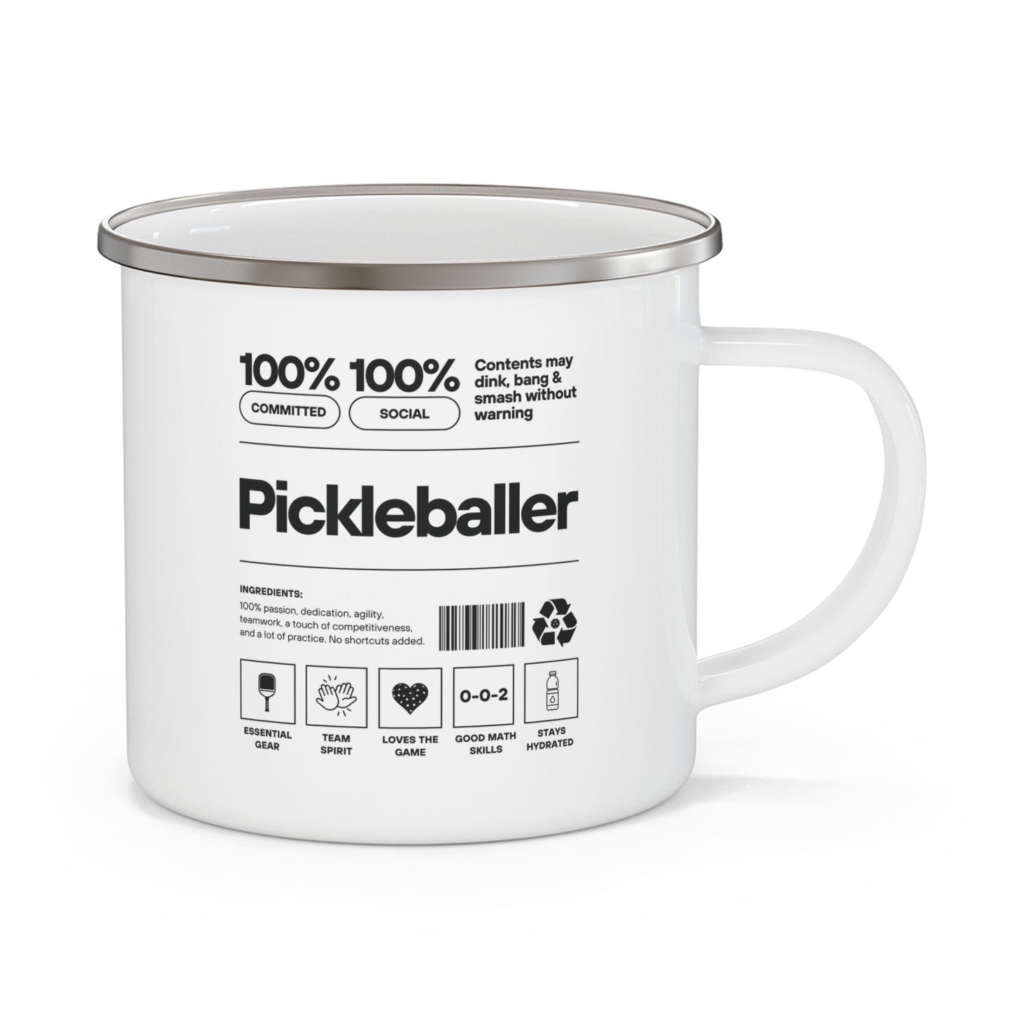 100% Pickleballer Enamel Mug