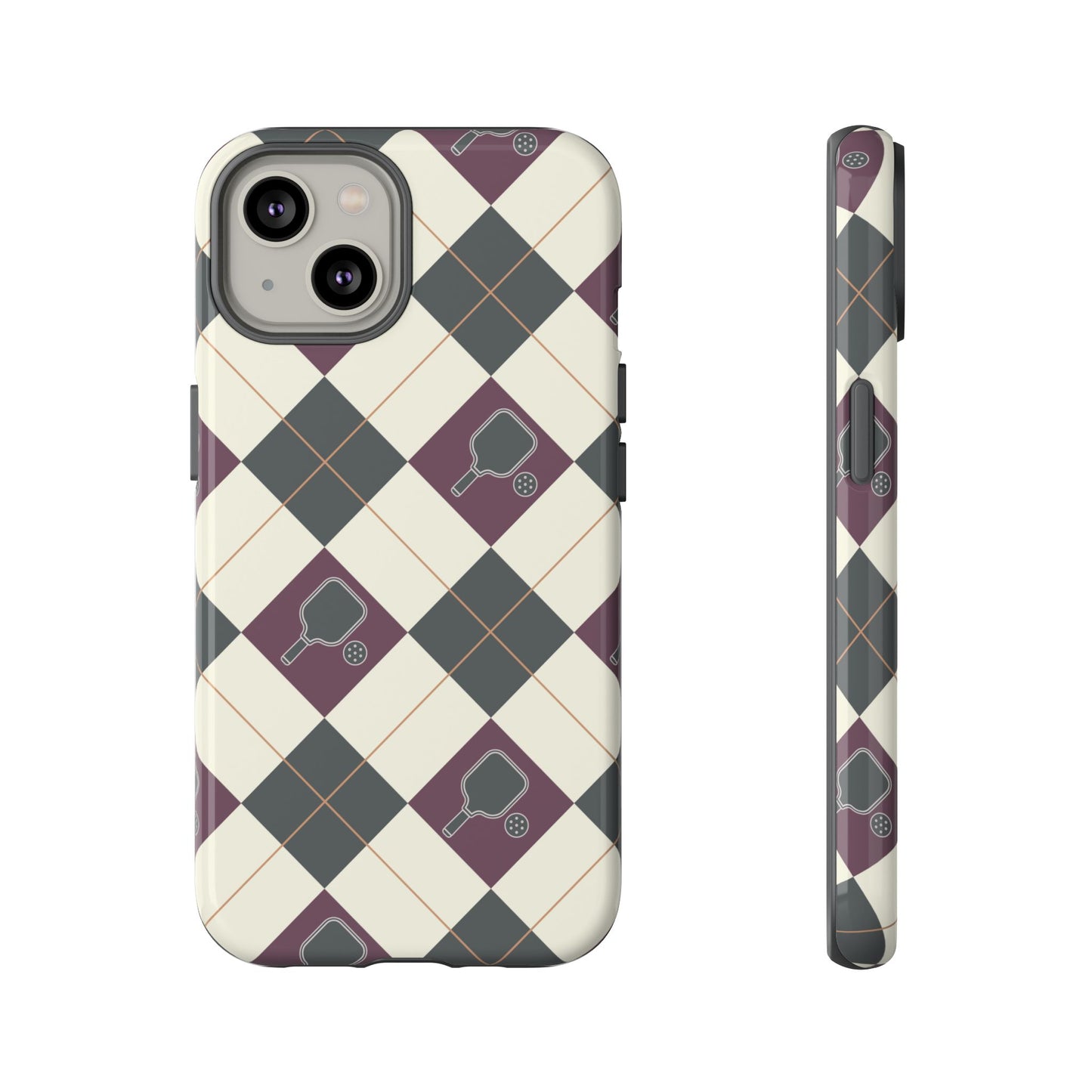 Green/Purple Argyle Pickleball Phone Case