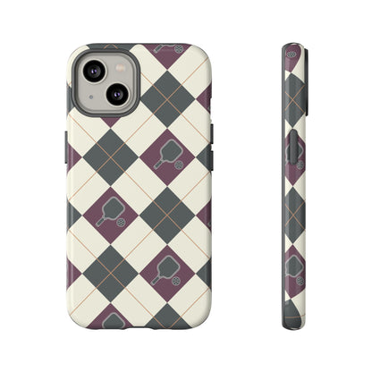 Green/Purple Argyle Pickleball Phone Case