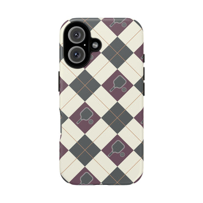 Green/Purple Argyle Pickleball Phone Case