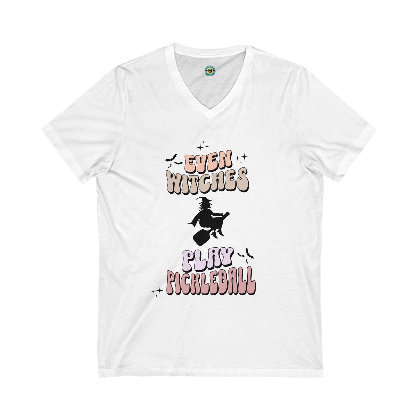 Even Witches Play Pickleball Unisex V-neck Tee